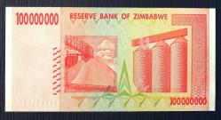 ZİMBABWE=2008 100000000 Dollars P-80   ÇİL'