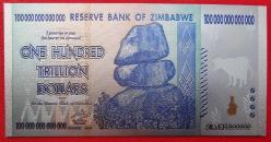 ZİMBABWE=2008  100 Trilyon Dollars P-NP  ÇİL'  GÜMÜŞ FOLYO  Ag-01