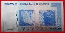 ZİMBABWE=2008  100 Trilyon Dollars P-NP  ÇİL'  GÜMÜŞ FOLYO  Ag-01
