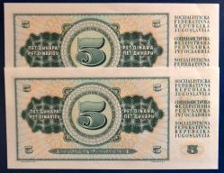YUGOSLAVYA=1968  5 Dinar  P-81  ÇİL'  2 ADET