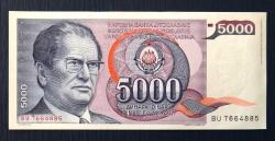 YUGOSLAVYA=1985  5000 Dinar  P-93  ÇİL'