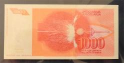 YUGOSLAVYA=1992  1000 Dinar  P-114   ÇİL'