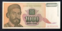 YUGOSLAVYA=1994  1000 Dinar  P-140    ÇİL'