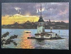 Efemera - İstanbul kız kulesi eski kartpostal - kitantik - kitaLog