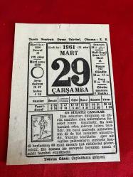 29 Mart 1961 Çarşamba Takvim Yaprağı