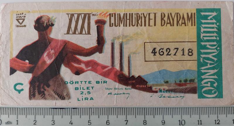 MİLLİ PİYANGO 29 EKİM 1954 XXX İNCİ CUMHURİYET BAYRAMI ANISINA  