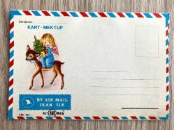 Yılbaşı Tebrik Yeni Yıl Nostaljik Katlanır Kart-Mektup 1980'li Yıllar