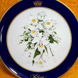 VINTAGE ROYAL WEDDING BOUQUETS CARL XVI GUSTAF 19.6.1976 SYLVIA SCHUMAN ARZBERG BAVARIA ORKİDE BUKETİ RESİMLİ AVRUPA HATIRA PORSELEN TABAK