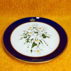 VINTAGE ROYAL WEDDING BOUQUETS CARL XVI GUSTAF 19.6.1976 SYLVIA SCHUMAN ARZBERG BAVARIA ORKİDE BUKETİ RESİMLİ AVRUPA HATIRA PORSELEN TABAK