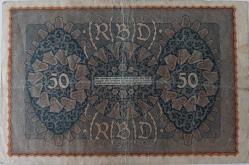 ALMANYA 1919 REICHSBANK 50 MARK ORİJİNAL KAĞIT PARA 116957 NADİRDİR