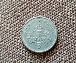 İNGİLTERE 1990 YILI 5 PENCE