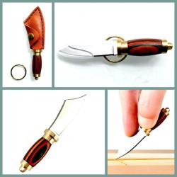 OMENİV'DEN AHŞAP SAPLI MİNYATÜR ÇAKI BIÇAK ÖZEL KILIFLI ANAHTARLIK KEMER KOLYE KAMP OUTDOOR BALIK