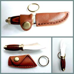 OMENİV'DEN AHŞAP SAPLI MİNYATÜR ÇAKI BIÇAK ÖZEL KILIFLI ANAHTARLIK KEMER KOLYE KAMP OUTDOOR BALIK