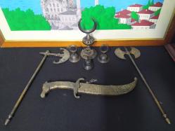 7 PARÇA OSMANLI TEMALI MUHTEŞEM KOLEKSİYON KAMA TEBER BALTA ALEM ZİL