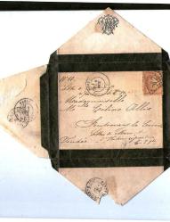 FRANCE MEKTUP 5 DAMGALI İNİSİYALLİ ZARF M. CELİNE ALLİS  FONTENAY LE COMTE SEVRES 1872 15C. STAMP