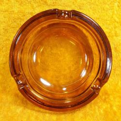 VINTAGE KEHRİBAR RENKLİ CAM YUVARLAK KÜL TABLASI MADE IN ITALY