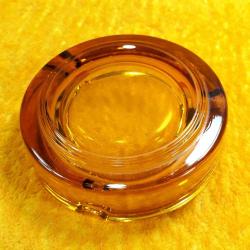 VINTAGE KEHRİBAR RENKLİ CAM YUVARLAK KÜL TABLASI MADE IN ITALY