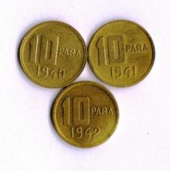 Antika - 10 ON PARA 1940-1941-1942 YILLARI MADENİ PARA 3 ADET GÖRSELDEKİ ÜRÜN GÖNDERİLECEK /54 - kitantik - kitaLog