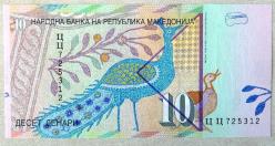 MAKEDONYA=2008  10 Denar  P-14h  (Eski Tip)  UNC-ÇİL'
