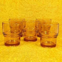 VINTAGE VERECO FRANCE KEHRİBAR RENKLİ 5 ADET CAM BARDAK