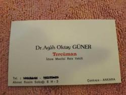 LOT.46 » ESKİ MHP MİLLETVEKİLİ AGAH OKTAY GÜNER KARTVİZİTİ . nadir.