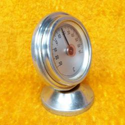 ANTİKA ALÜMİNYUM KASALI YUVARLAK METAL TERMOMETRE