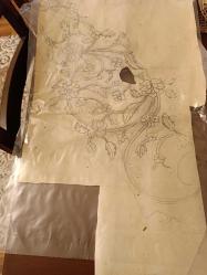 Çiçek motifi maktağ çizimi Osmanlı dönemi Kullanıldığı görülüyor Ebat : 62 x 39 cm.