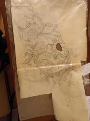 Çiçek motifi maktağ çizimi Osmanlı dönemi Kullanıldığı görülüyor Ebat : 62 x 39 cm.