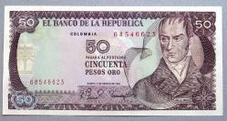 KOLOMBİYA=1981  50 Pesos Oro  P-422a  ÇİL'