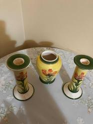 Papart seramik vazo şamdan seti
