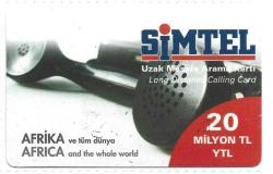 K = UZAK  MESAFE  ARAMA  KARTI ( SİMTEL ) 20  YTL - TEMİZ ve NADİR