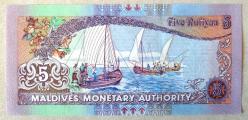 MALDİVLER=2011  5 Rufiyaa  P-18d  ÇİL'