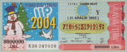 31 Aralık  2003 Tarihine ait Milli Piyango bileti.