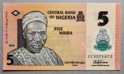 NİJERYA=2015   5 Naira   P-38f  ÇİL'  POLYMER