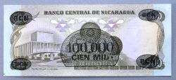 NİKARAGUA=1987   100000 Cordobas (500 Cordobas Üzerine)  P-149   ÇİL'