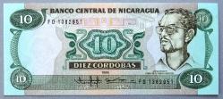 NİKARAGUA=1985/1988   10 Cordobas    P-151   ÇİL'