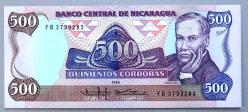 NİKARAGUA=1985/1988   500 Cordobas    P-155   ÇİL'