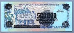 NİKARAGUA=1985/1990   500000 Cordobas  (20 Cordobas Üzerine)  P-163   ÇİL'