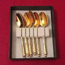 40 SENELİK KOLEKSİYONLUK 24 AYAR ALTIN KAPLAMA 6' LI KAŞIK SETİ