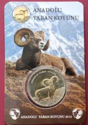 2015  1 Lira Anadolu Yaban Koyunu  Hatıra Para Özel Folder'nde