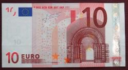 EURO/ALMANYA=2002  10 Euro    P-9X  ÇİL'  2. Tip İmza J.C. Trichet  İlk Basılan Eurolar