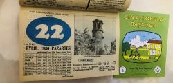 22 Eylül 1980 hediyelik orijinal resimli takvim yaprağı (Cin Ali kitabı hediyeli:)