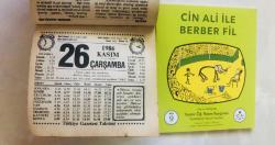 26 Kasım 1986 hediyelik orijinal Türkiye gazetesi takvim yaprağı (Cin Ali kitabı hediyeli:)