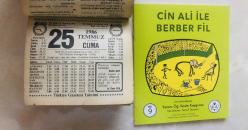 25 Temmuz 1986 hediyelik orijinal Türkiye gazetesi takvim yaprağı (Cin Ali kitabı hediyeli:)