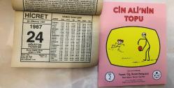 24 Ağustos 1987 hediyelik orijinal Hicret takvim yaprağı (Cin Ali kitabı hediyeli:)
