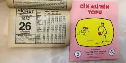 26 Ağustos 1987 hediyelik orijinal Hicret takvim yaprağı (Cin Ali kitabı hediyeli:)