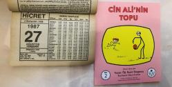 27 Ağustos 1987 hediyelik orijinal Hicret takvim yaprağı (Cin Ali kitabı hediyeli:)