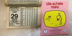 29 Ağustos 1987 hediyelik orijinal Hicret takvim yaprağı (Cin Ali kitabı hediyeli:)