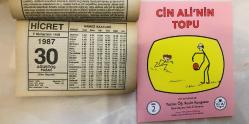 30 Ağustos 1987 hediyelik orijinal Hicret takvim yaprağı (Cin Ali kitabı hediyeli:)