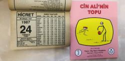 24 Temmuz 1987 hediyelik orijinal Hicret takvim yaprağı (Cin Ali kitabı hediyeli:)
